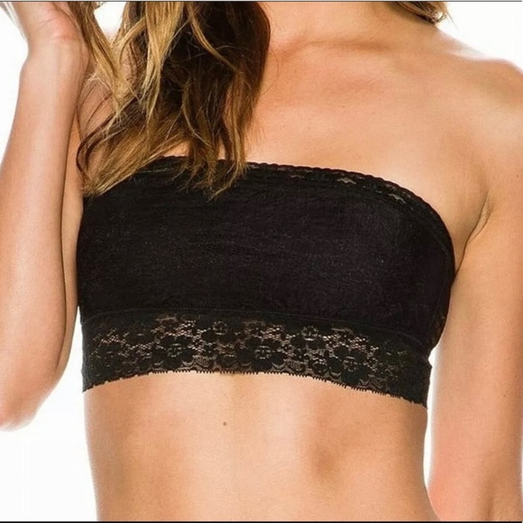 Free People Black Lace Scallop Bandeau XS S M L XL - Picture 1 of 13